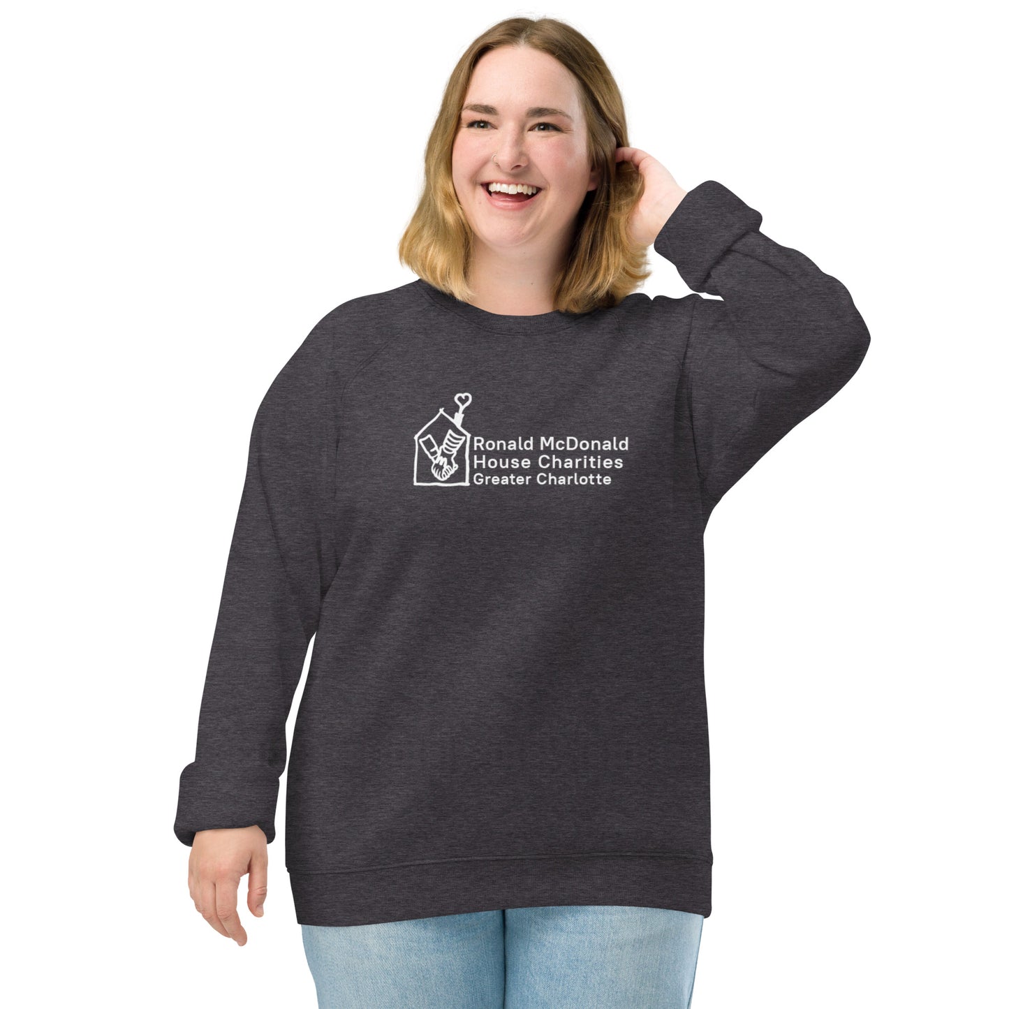 RMHC of Greater Charlotte - Unisex Organic Raglan Sweatshirt