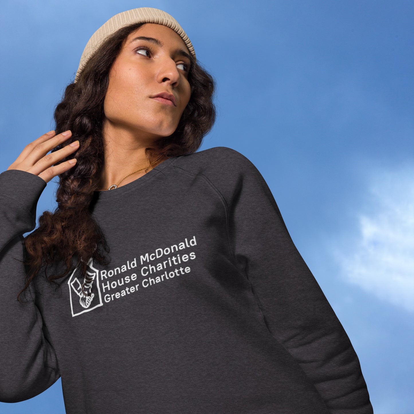 RMHC of Greater Charlotte - Unisex Organic Raglan Sweatshirt